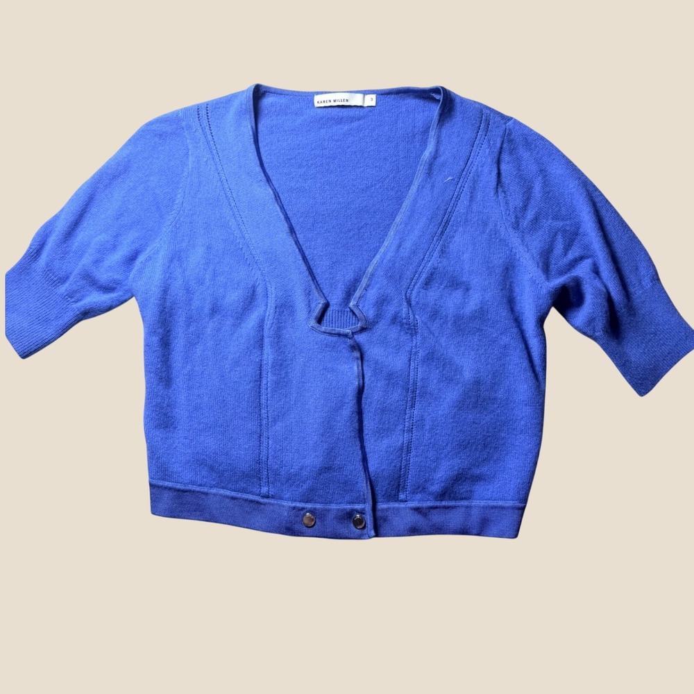 Karen‎ Millen Cashmere Blend Cropped Cardigan Size 3 Quiet Luxury Old Money